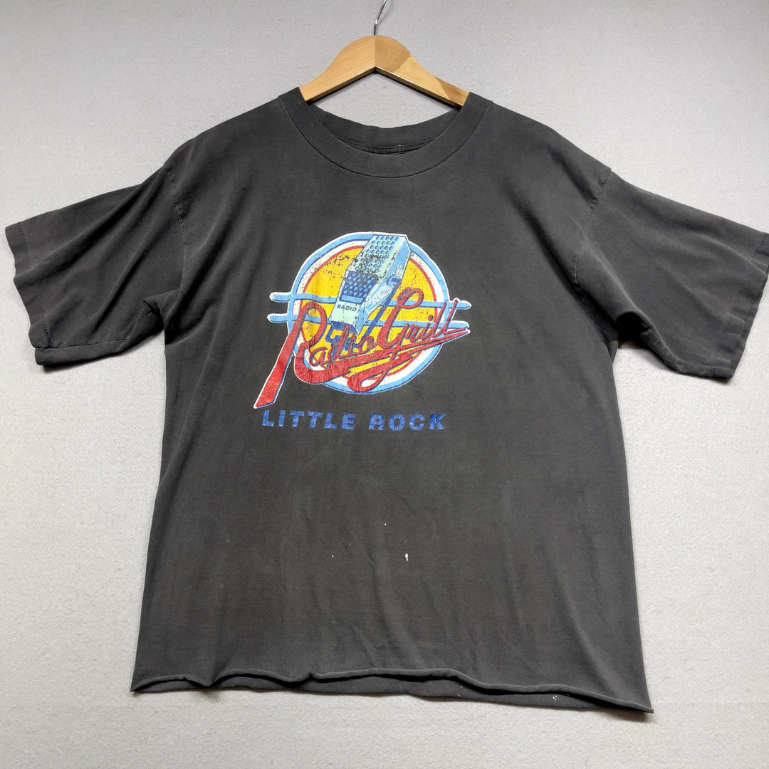 Vintage Radio Grill Little Rock Faded Black Cropped T Shirt size Large