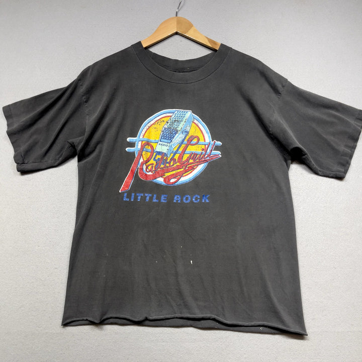 Vintage Radio Grill Little Rock Faded Black Cropped T Shirt size Large