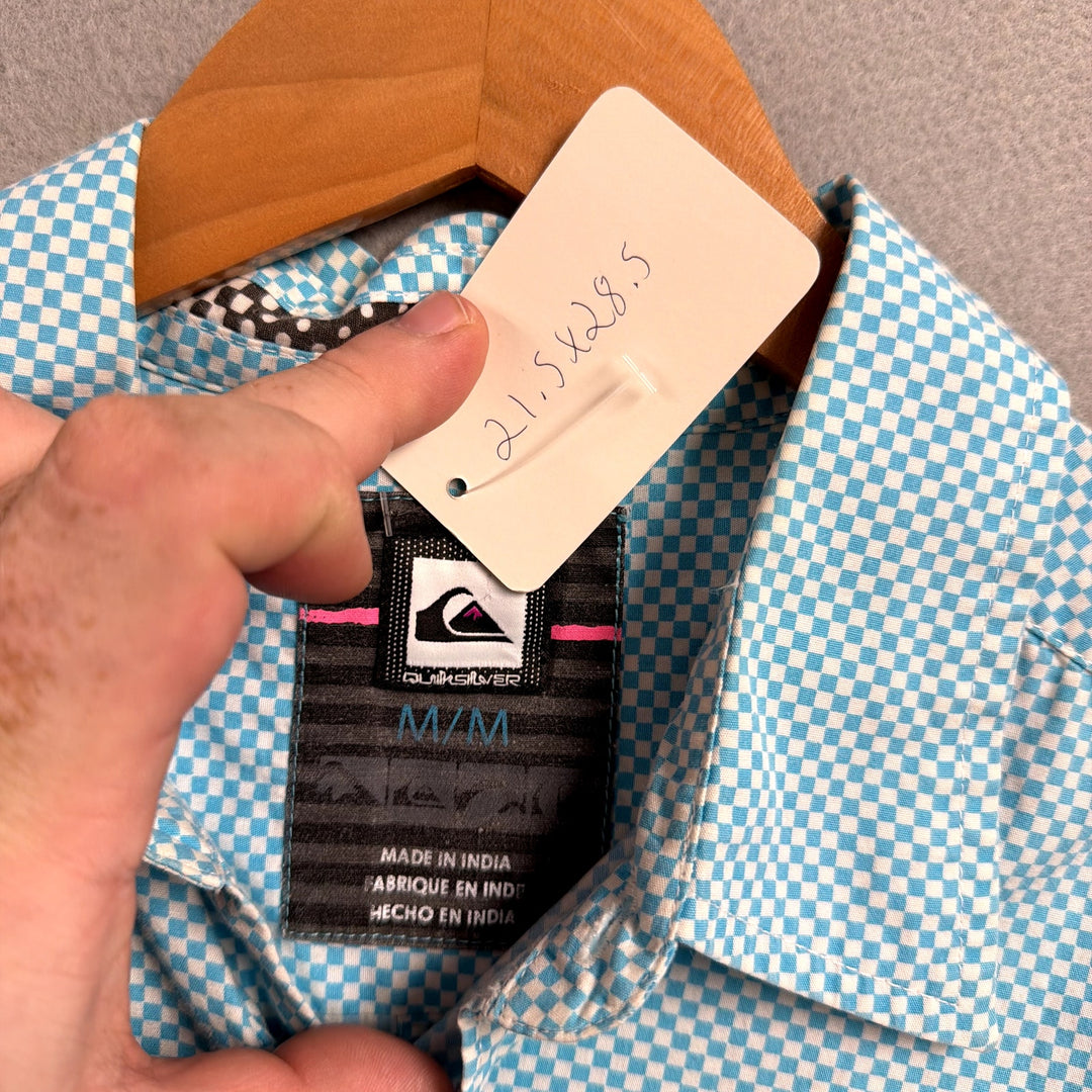 Vintage Quiksilver Y2K Checkerboard Button Down Shirt Size Medium