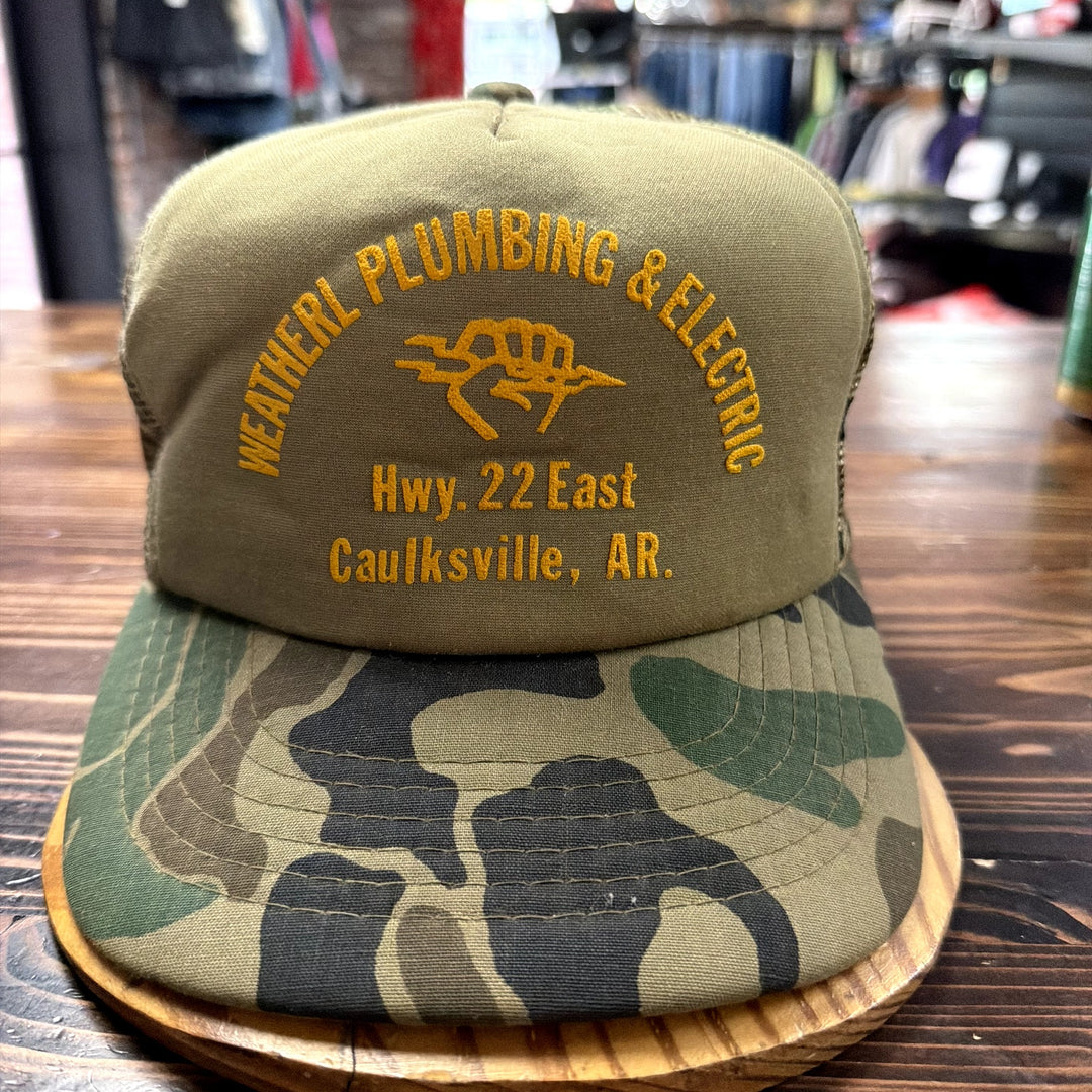 Vintage plumbing and Electric Camo Snapback Hat