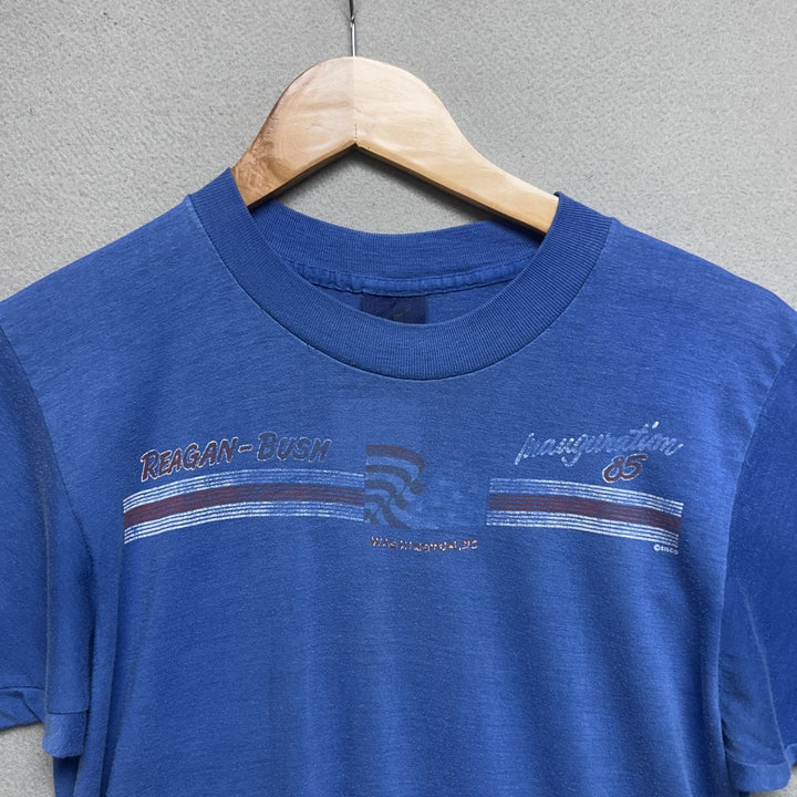 Vintage 1985 Reagan Bush Presidential Inauguration Politics Shirt Blue Size S