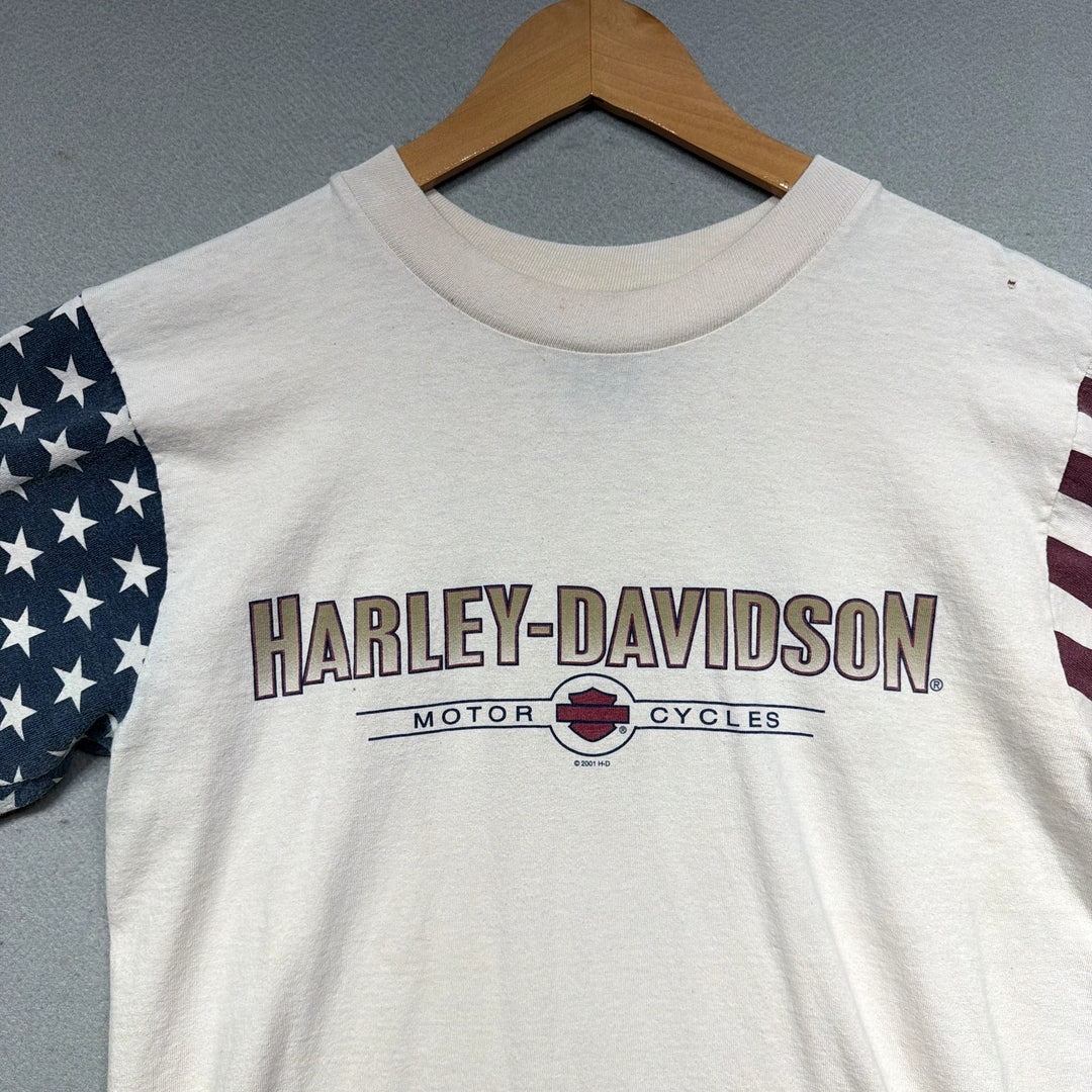 Vintage Harley Davidson USA Flag Sleeve T Shirt Size Medium