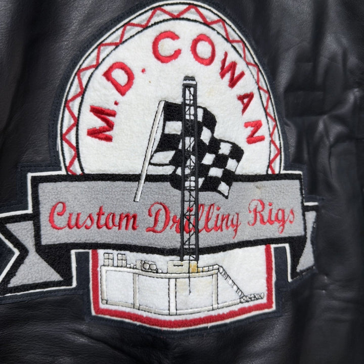 Vintage M.D. Cowan Drilling Rigs Odessa Leather Varsity Jacket Medium 2000s Oil