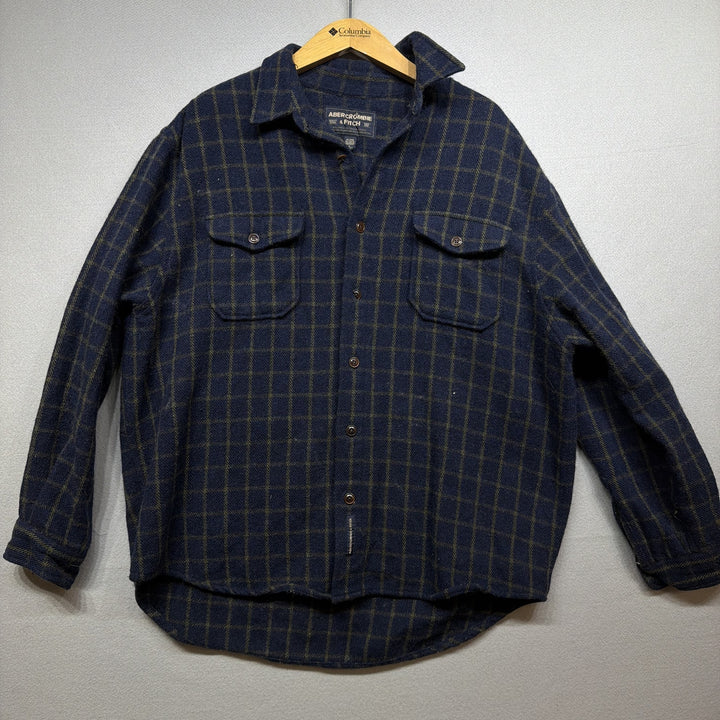 Vintage 90s Abercrombie and Fitch Wool Blend Button Down Shirt Size Large