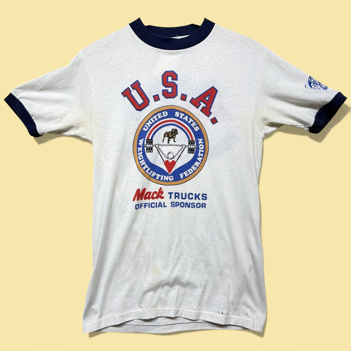 Vintage Mack Trucks USA WeightLifting  80s T Shirt Size Small