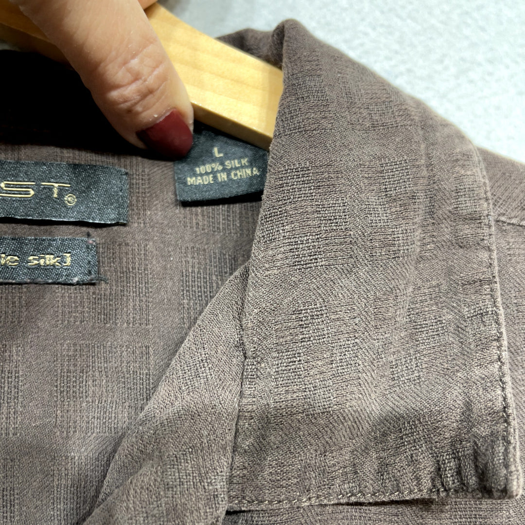 Vintage Axist Brown Silk Shirt Size Large