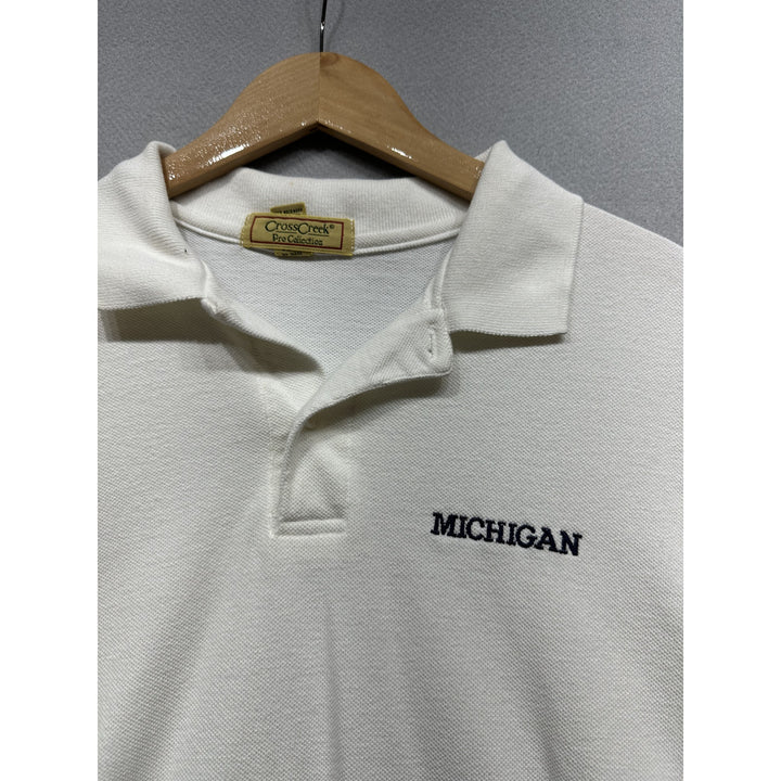 Vintage Michigan White Polo Shirt Size Medium