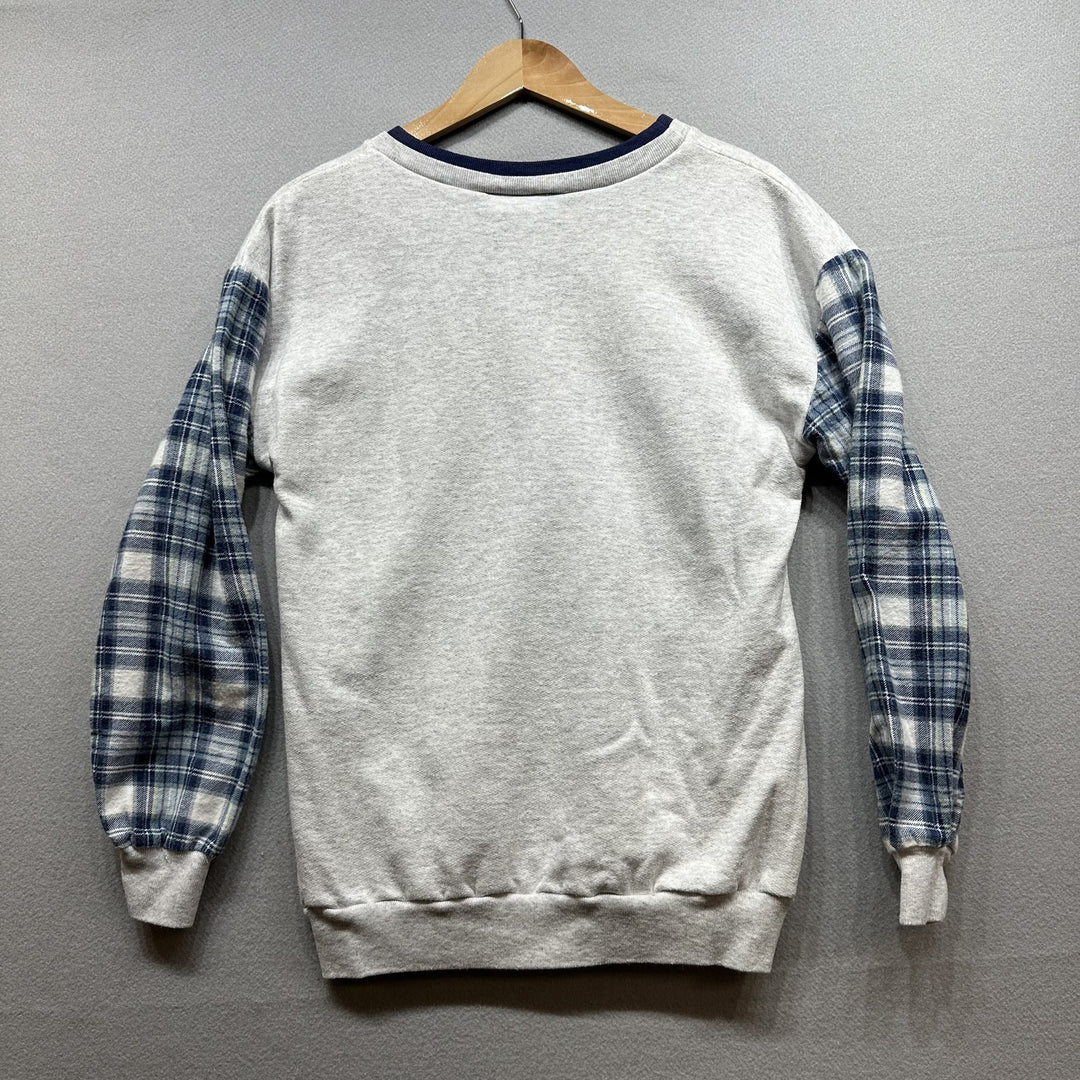 Vintage 90s  Plaid Sleeve Dog Sweatshirt Size Small