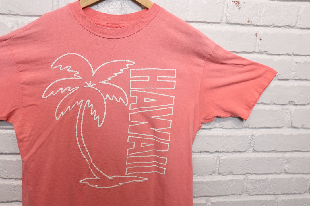 80s hawaii faded pink tee shirt size xl