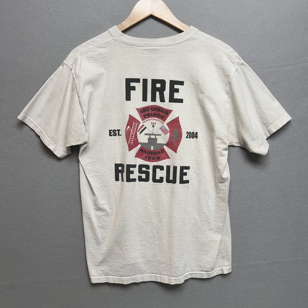 Vintage 2004 Baghdad Iraq Fire Rescue Abu Ghraib Prison White Shirt Size Medium