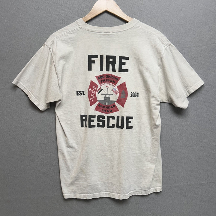 Vintage 2004 Baghdad Iraq Fire Rescue Abu Ghraib Prison White Shirt Size Medium