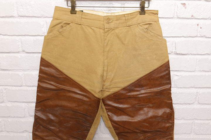 Field and Fireside Vintage Leather Brush Pants 70s 33/26.5