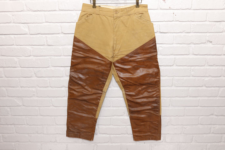 Field and Fireside Vintage Leather Brush Pants 70s 33/26.5
