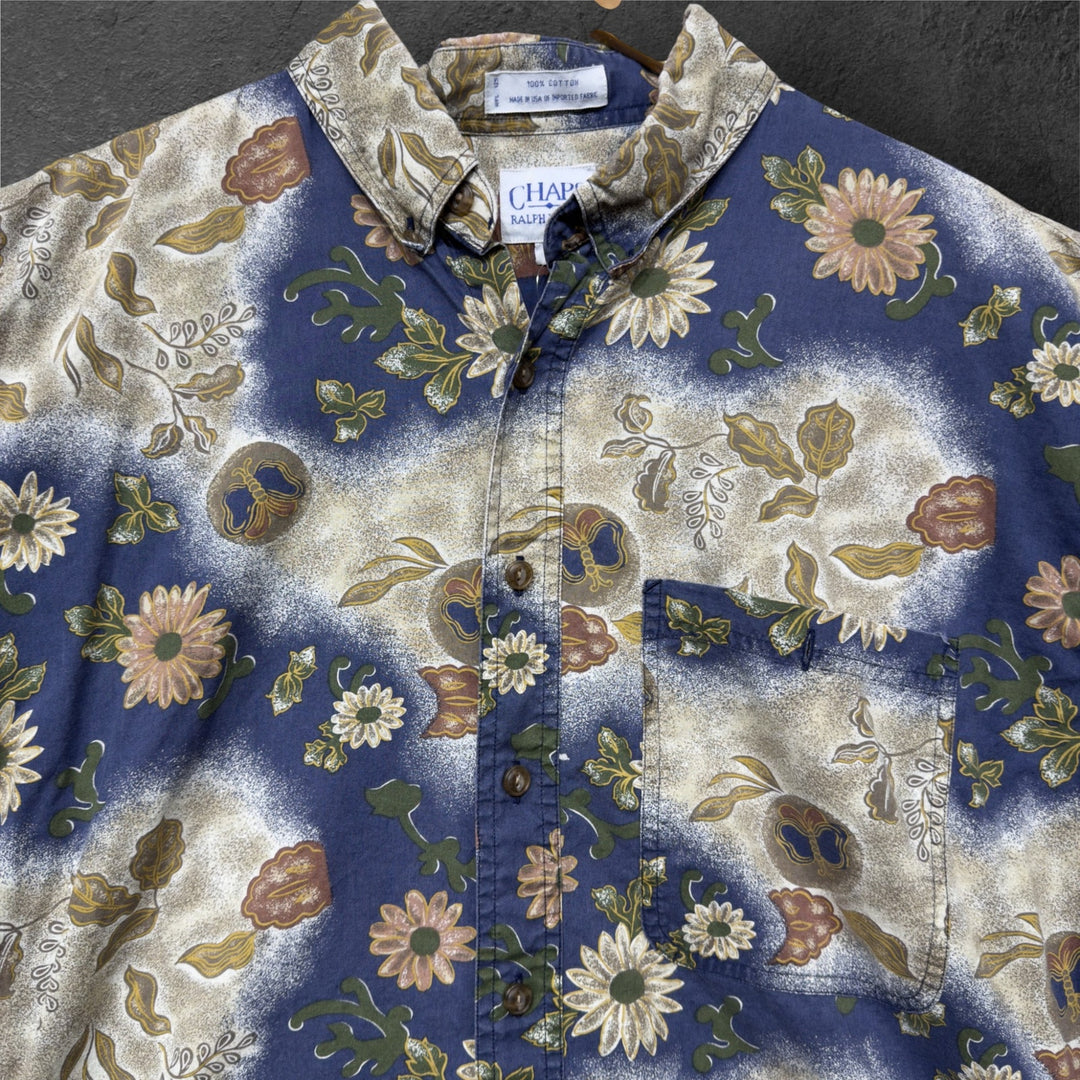 Vintage Chaps Ralph Lauren 90s Floral Button Down Shirt Size Large