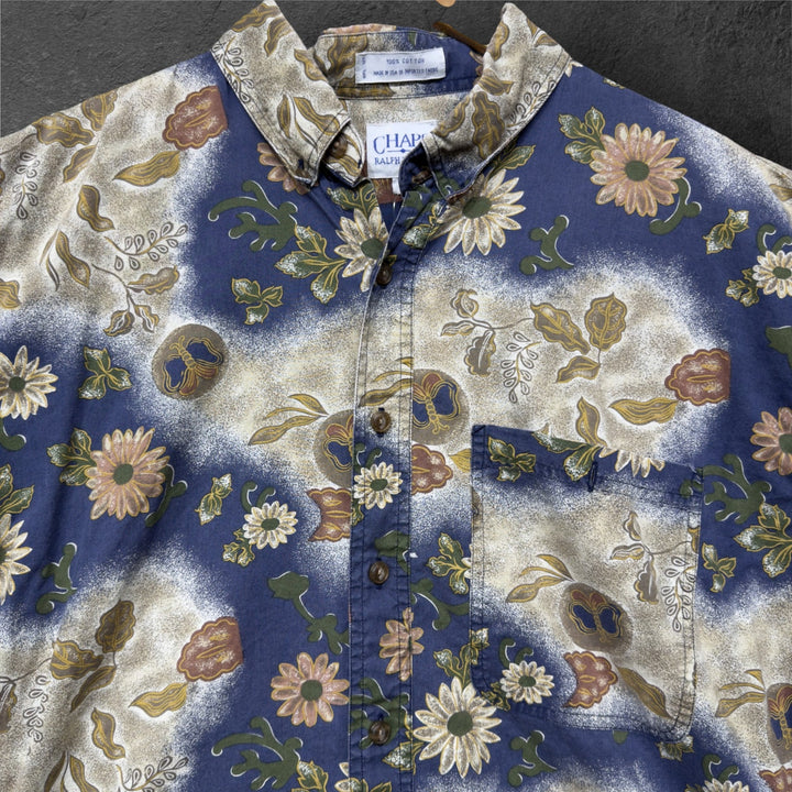 Vintage Chaps Ralph Lauren 90s Floral Button Down Shirt Size Large