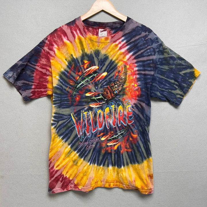 Y2K Silver Dollar City Wildfire Roller Coaster Tie Dye Long Sleeve Shirt Large