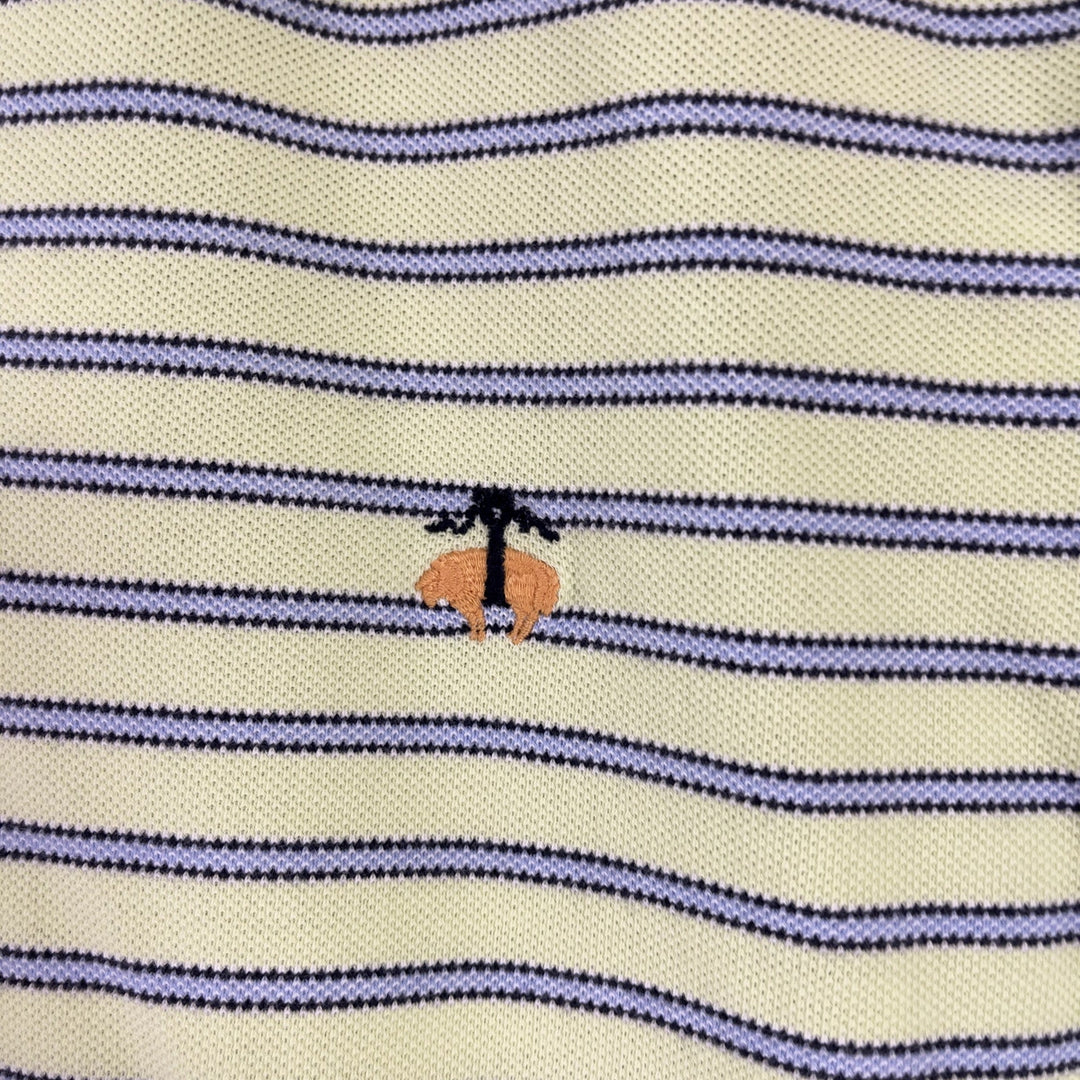 Brooks Brothers Yellow Striped Polo Shirt Size Large