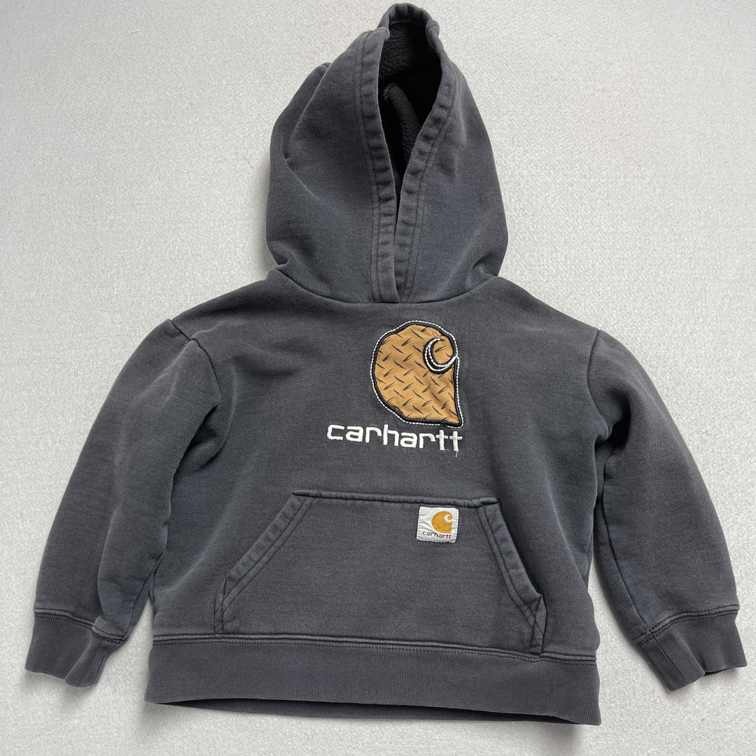 Youth Carharrt Embroidered Diamond Plate Logo Black Hoodie Size 5