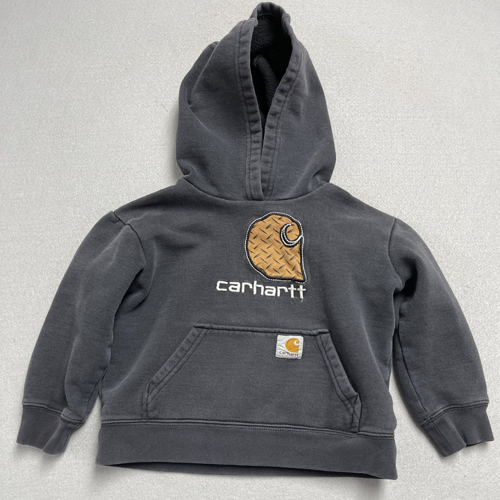 Youth Carharrt Embroidered Diamond Plate Logo Black Hoodie Size 5