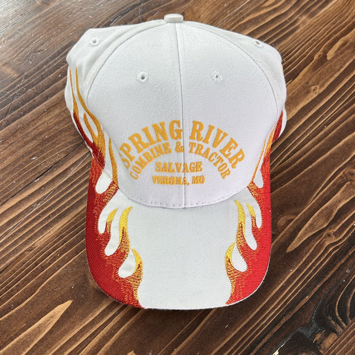 Vintage Y2K Spring River Combine Flames Strap back Hat