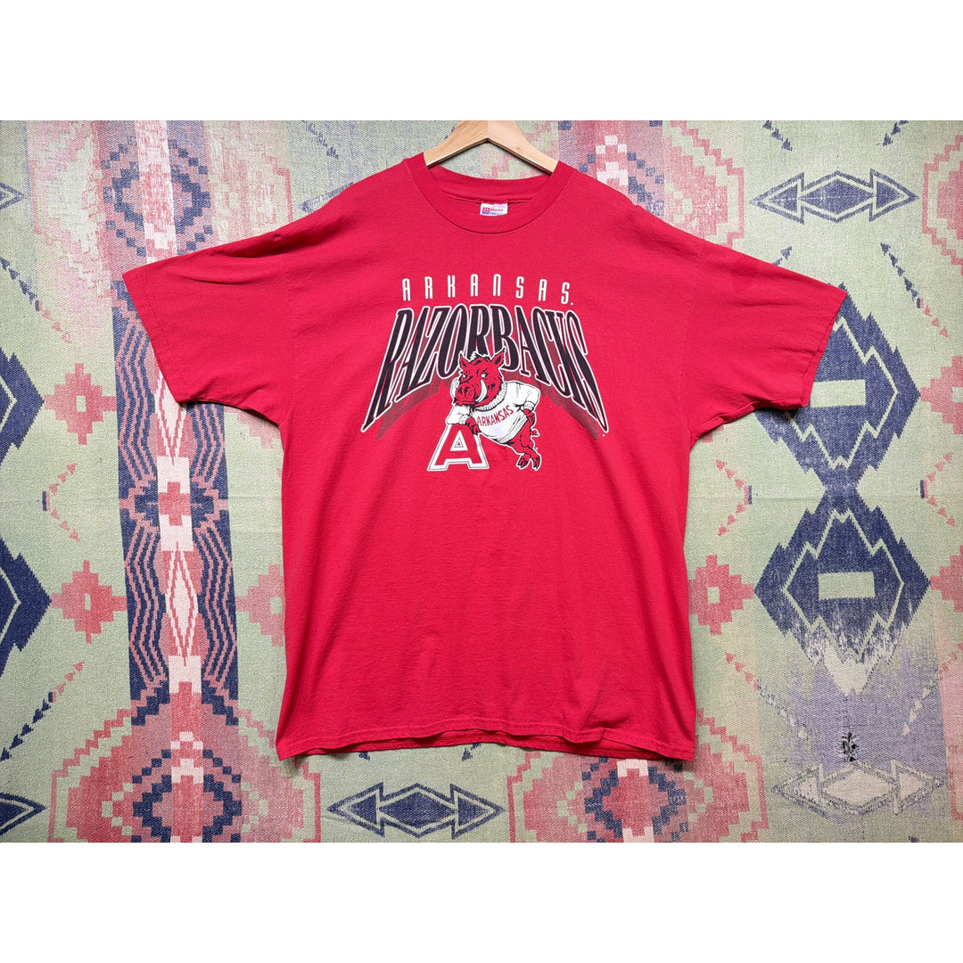 University of Arkansas Vintage Leaning Razorback T Shirt Size XXL 90s