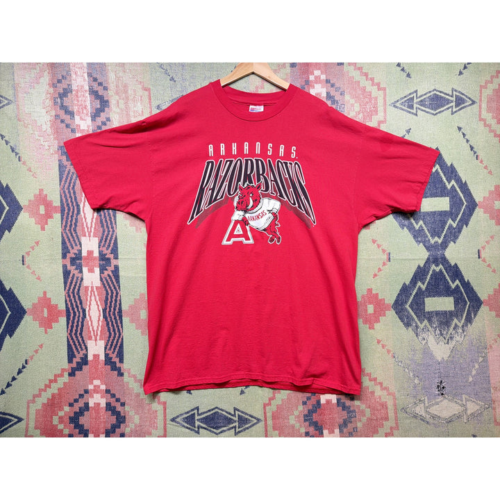 University of Arkansas Vintage Leaning Razorback T Shirt Size XXL 90s