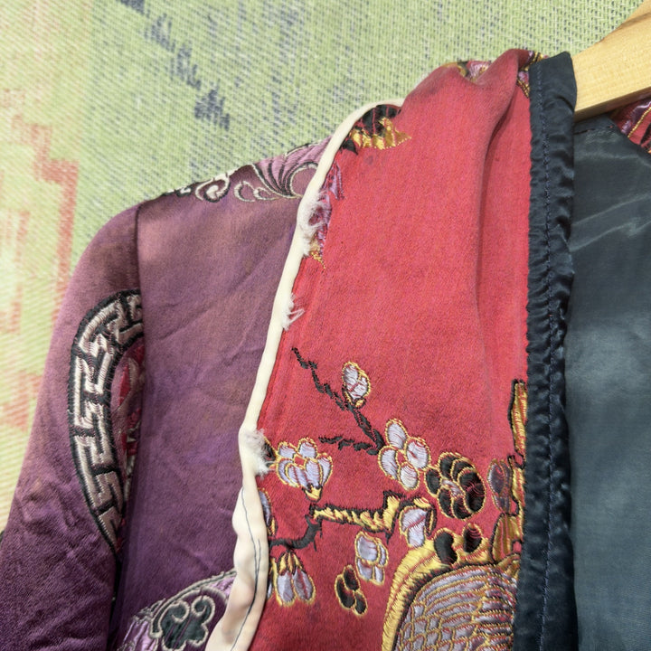 Japanese Kimono Style Vintage Jacket Medium 80s