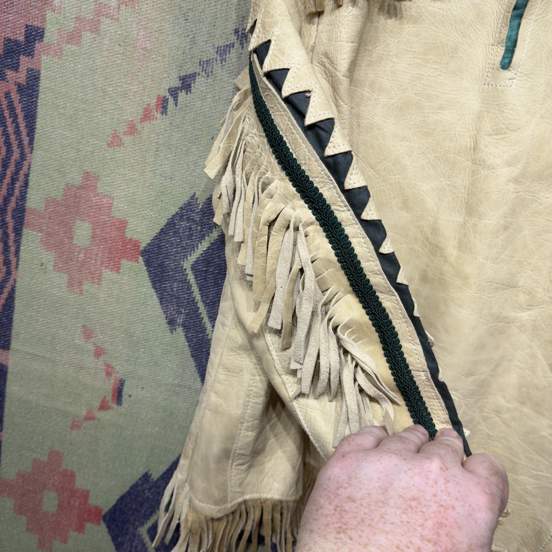 Vintage Handmade Leather Tunic Hippie Jacket Small 70s