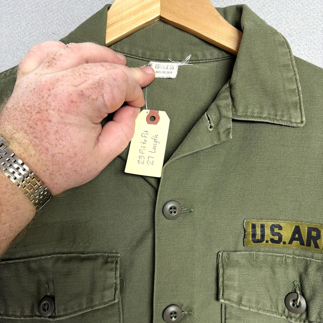 Vintage US Army 1972 OG 107  Button Down Shirt Size Large