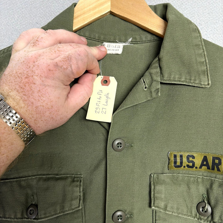 Vintage US Army 1972 OG 107  Button Down Shirt Size Large