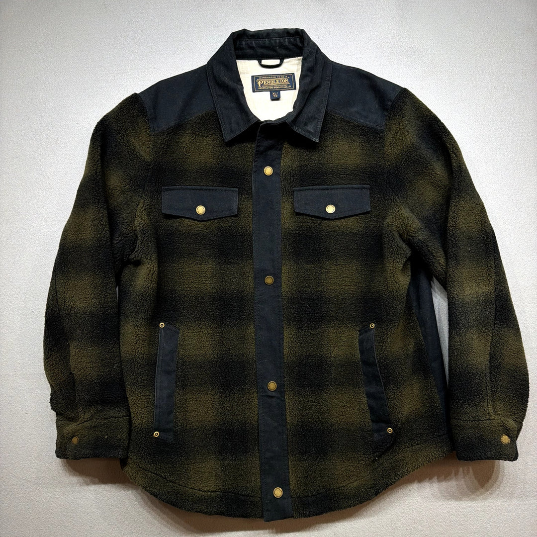Pendleton Plaid Fleece Shirt Jacket Size XL