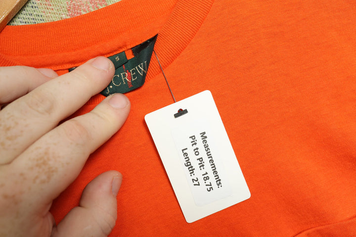 J Crew Vintage Blank Orange Pocket T Shirt 90s Small