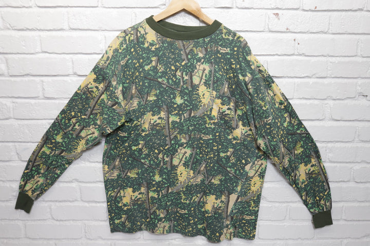Bushlan Camo Vintage Long Sleeve T Shirt 90s XL