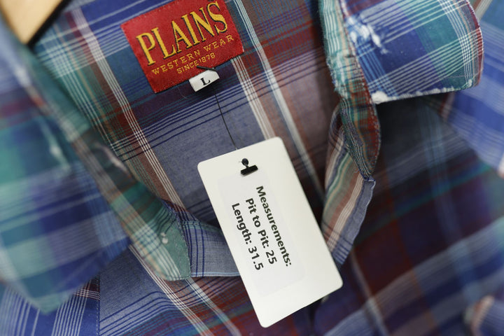 Plains Western Distressed Vintage  Shirt Large 90s