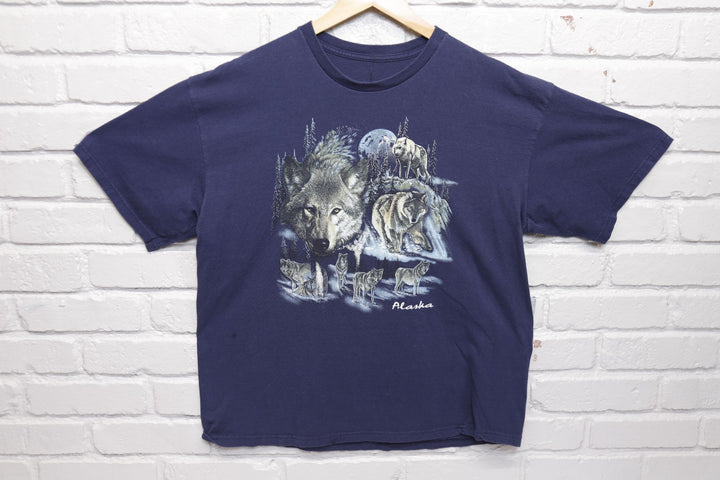 Alaska Vintage Wolf Moon T Shirt 2000s Large