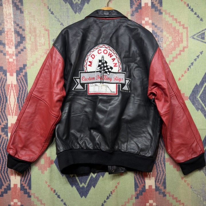 Vintage M.D. Cowan Drilling Rigs Odessa Leather Varsity Jacket Medium 2000s Oil