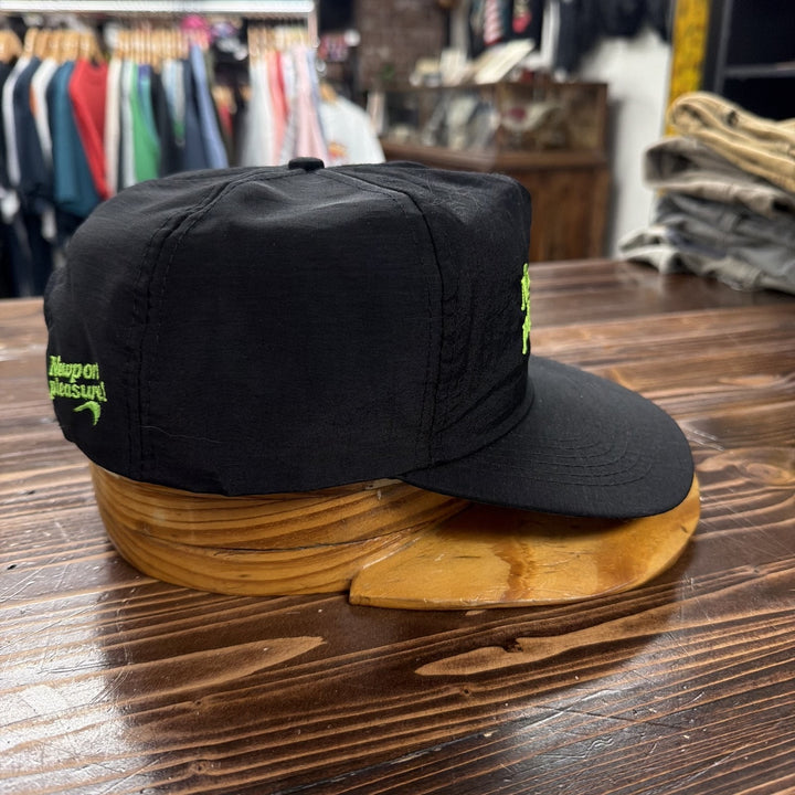90's Newport Cigarette Black Nylon Embroidered Lightweight Snapback Hat
