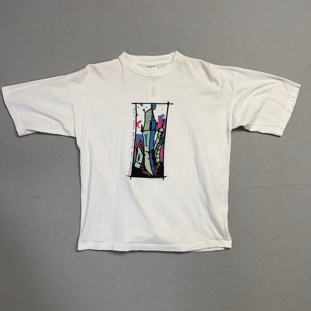 Vintage Prague Hundred Tower City T Shirt Size Large