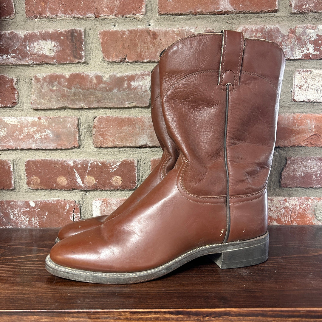 Vintage J. Chisholm Brown Western Cowboy Boots Size 8D