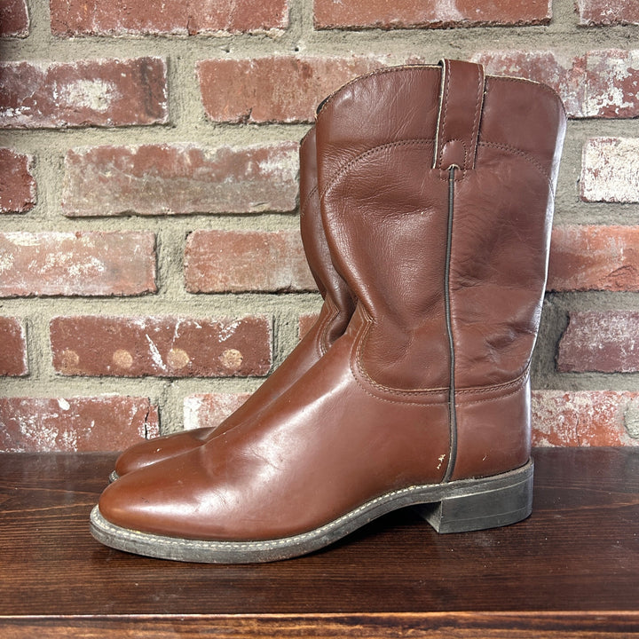 Vintage J. Chisholm Brown Western Cowboy Boots Size 8D