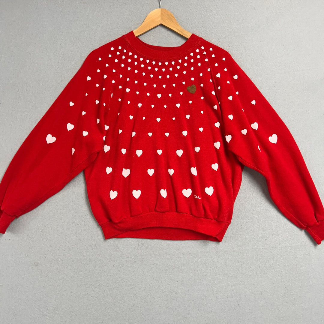 Vintage Miss K Hearts Sweatshirt Size Large