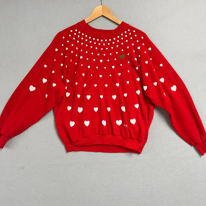 Vintage Miss K Hearts Sweatshirt Size Large