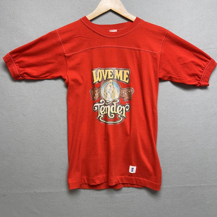 80's Vintage "Love Me Tender " Red Hound Dog T Shirt Size Small