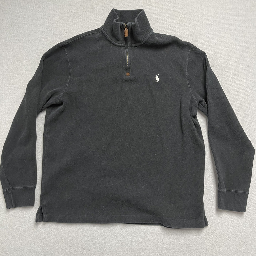 Men's Polo Ralph Lauren Black Quarter Zip Sweater Size Large