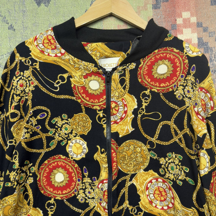 Baroque Print Vintage Bomber Jacket XL 80s
