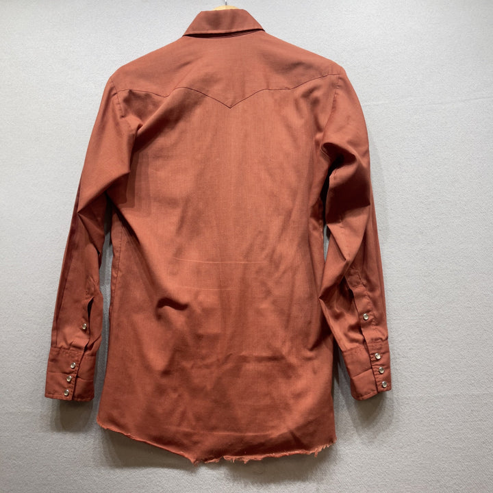 Vintage Panhandle Slim Orange Western Pearl Snap Button Up Medium