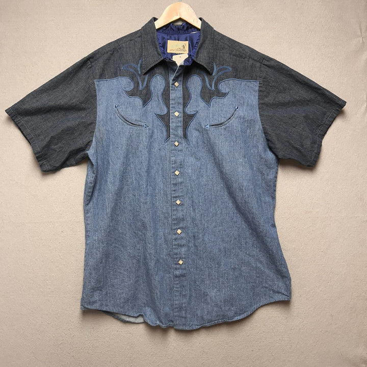 Vintage Roper Denver Western Denim Shirt Size XL