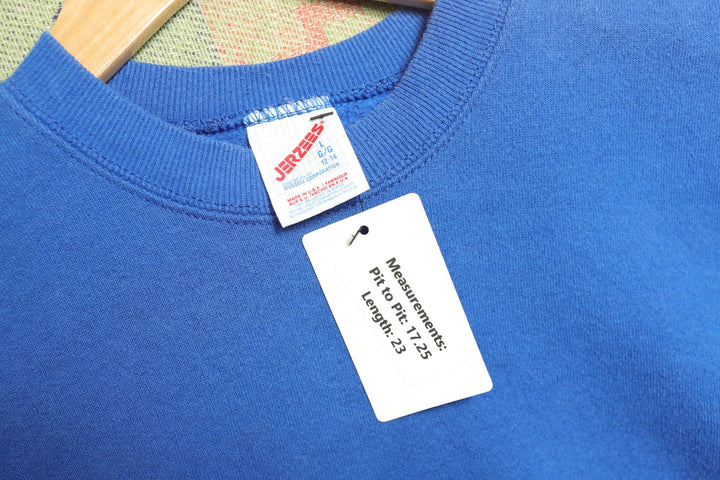 Jerzees Russell Vintage Blank Royal Blue Sweatshirt 90s Youth Large