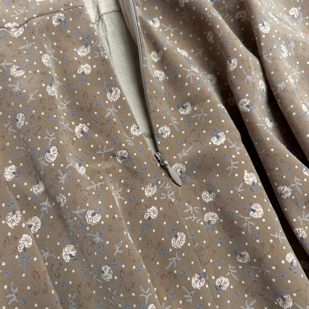 Petit Carina Brand Brown Floral Print Maxi Summer Evening Dress Size 8 (Medium)