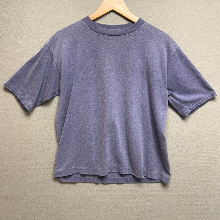 Vintage 90s Faded Blue Blank Crop T Shirt Size Medium